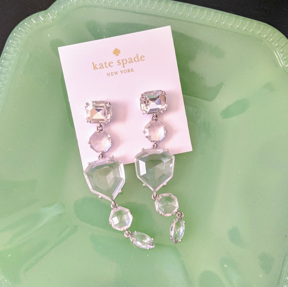 Kate Spade Crystal On the Rocks Linear Earrings